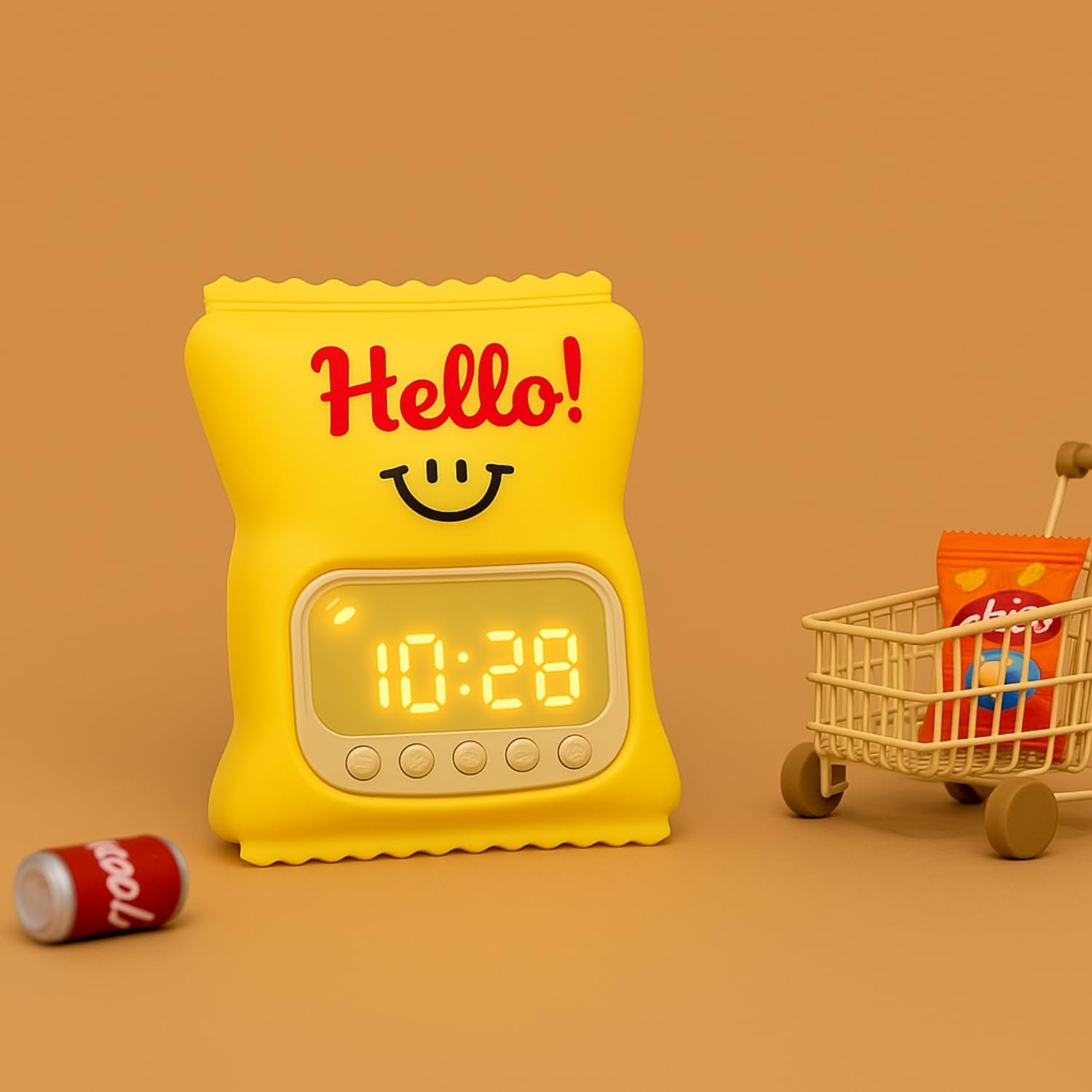 Hello Digital Alarm Clock with LED Display & Night Light | Cute Cartoon Design, Snooze, Timer & Tem